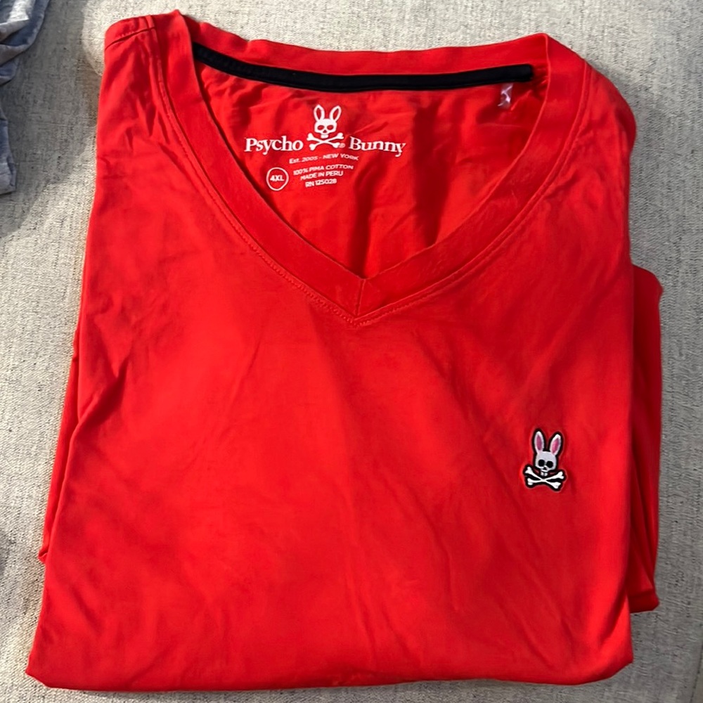 Psycho bunny red v neck short sleeve shirt